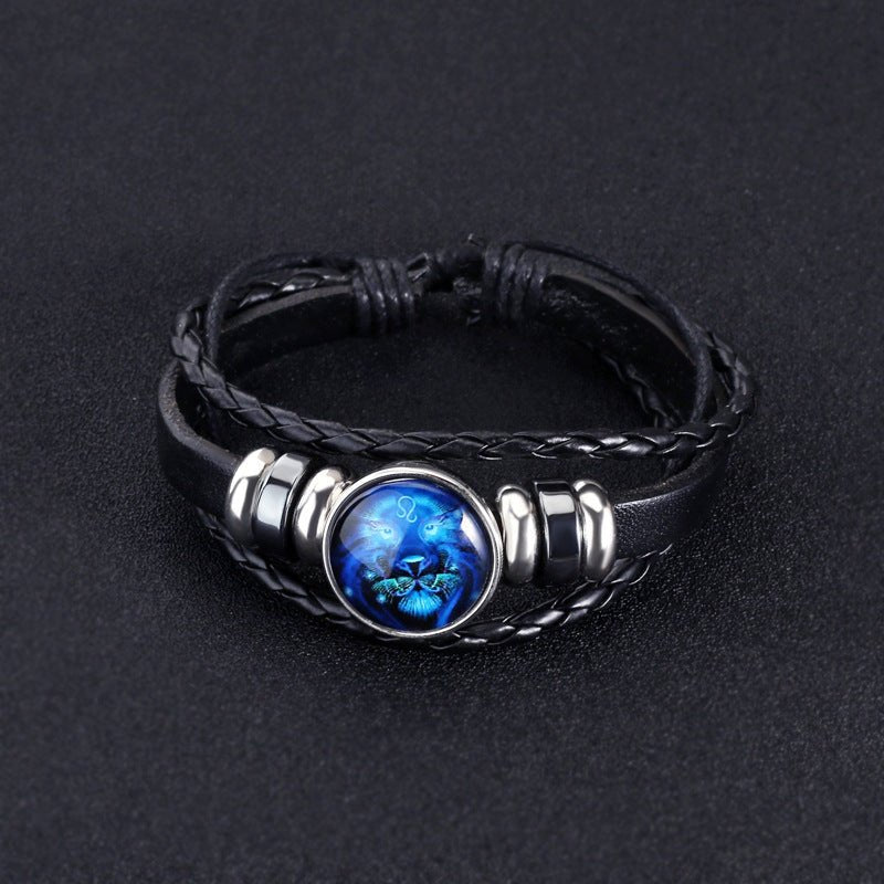 12 Constellations Luminous Bracelet Fashion Nightlight Punk Style Starry Sky Bracelet For Men Women Children