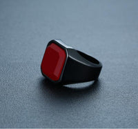 Thumbnail for Men's stainless steel black agate ring