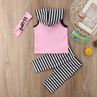 Thumbnail for Toddler Kids Baby Girl 1T-6T Hoodie Top Pants Striped Leggings Headband Outfit Clothes