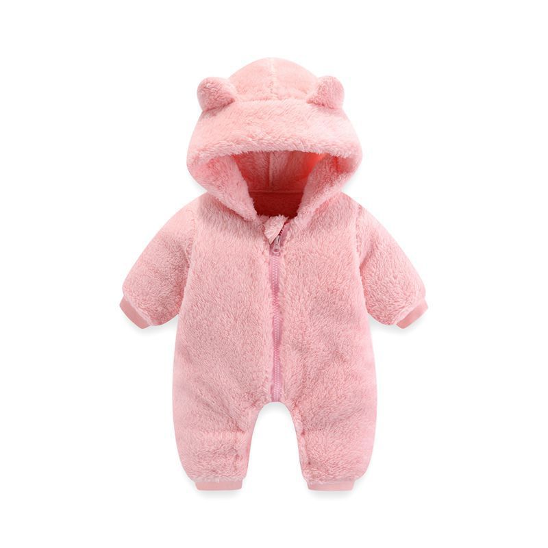 Coral Fleece Autumn And Winter Thin Bodysuit Newborn Thermal Zipper Onesie Baby Rompers Jumpsuit