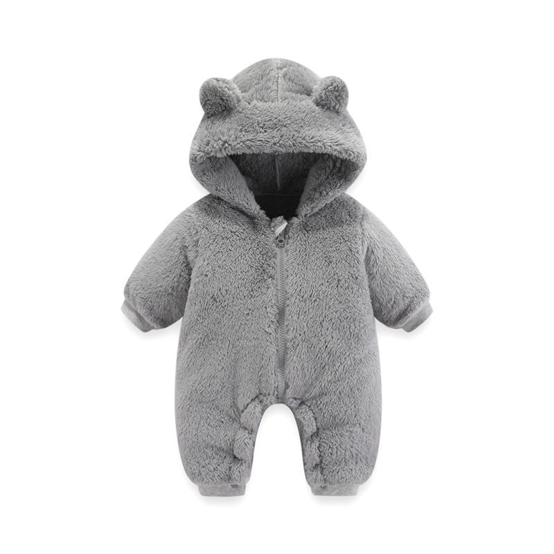 Coral Fleece Autumn And Winter Thin Bodysuit Newborn Thermal Zipper Onesie Baby Rompers Jumpsuit