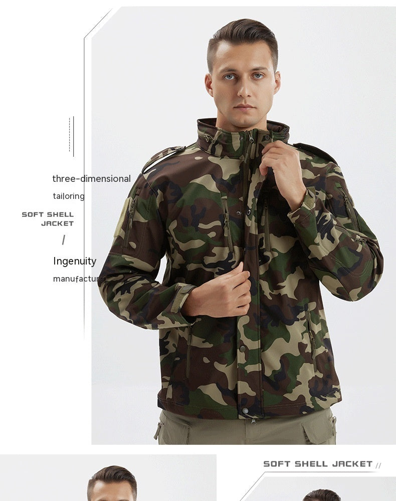 Men's Fleece Jacket Camouflage Waterproof Soft Shell Jacket