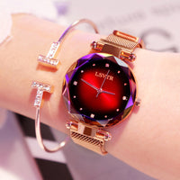 Thumbnail for Rose Gold Women Watches Fashion Diamond Ladies Starry Sky Magnet Watch Waterproof Female Wristwatch