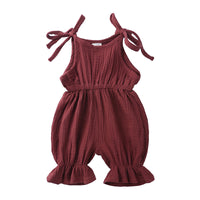 Thumbnail for New Arrivals Newborn Toddler Baby Girls Sleeveless Solid Romper Jumpsuit Outfit