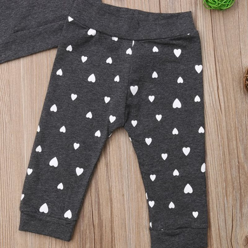 Sleeve Ruffles art Print Pullover Tops+Pants Outfit 0-4Y