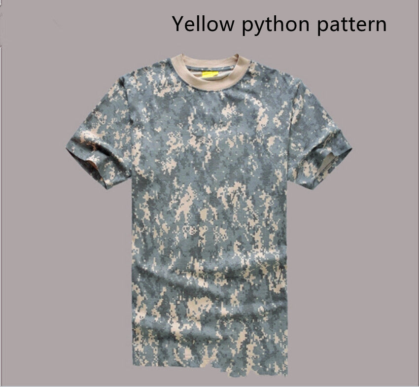 Mesh Round Neck Foreign Military Camouflage T-shirt Military Fan Camouflage Short Sleeves