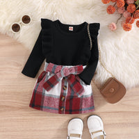 Thumbnail for Fashion Tops Plaid Skirt Outfit