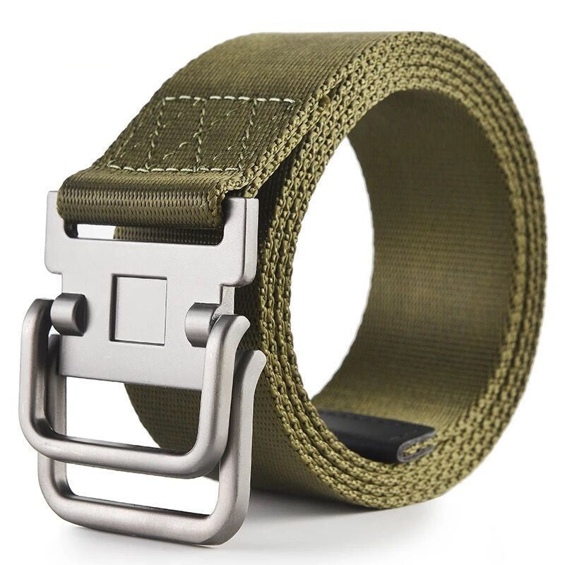 Men's Military Training Belt With Double Buckle Canvas