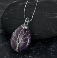 Thumbnail for Celtic Tree Of Life Pendant & Chain On Teardrop Semi-Precious Stone