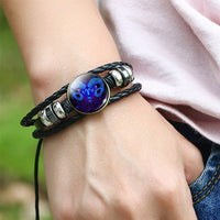 Thumbnail for 12 Constellations Luminous Bracelet Fashion Nightlight Punk Style Starry Sky Bracelet For Men Women Children