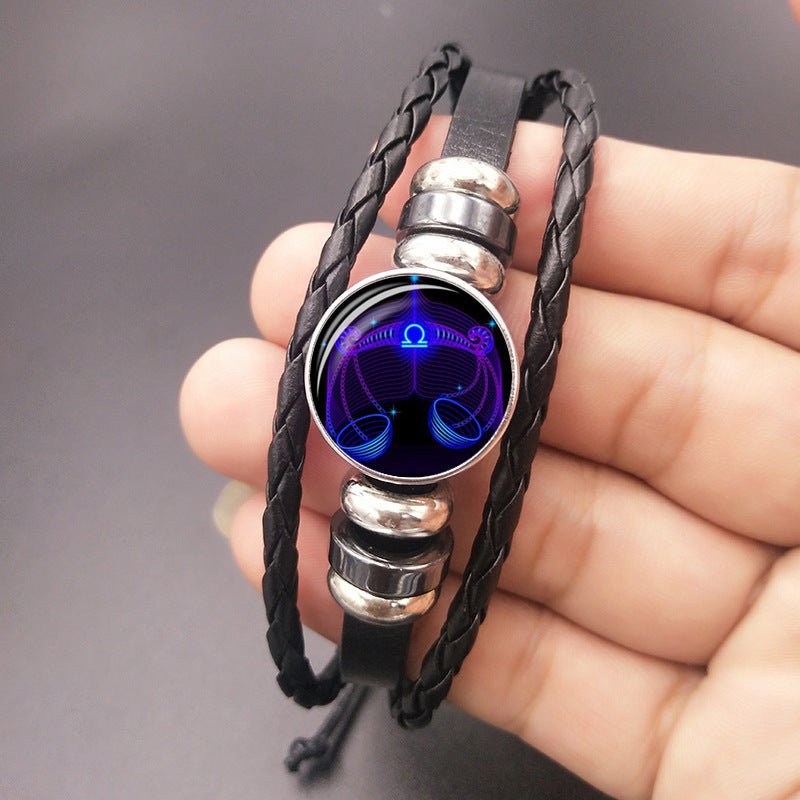 12 Constellations Luminous Bracelet Fashion Nightlight Punk Style Starry Sky Bracelet For Men Women Children